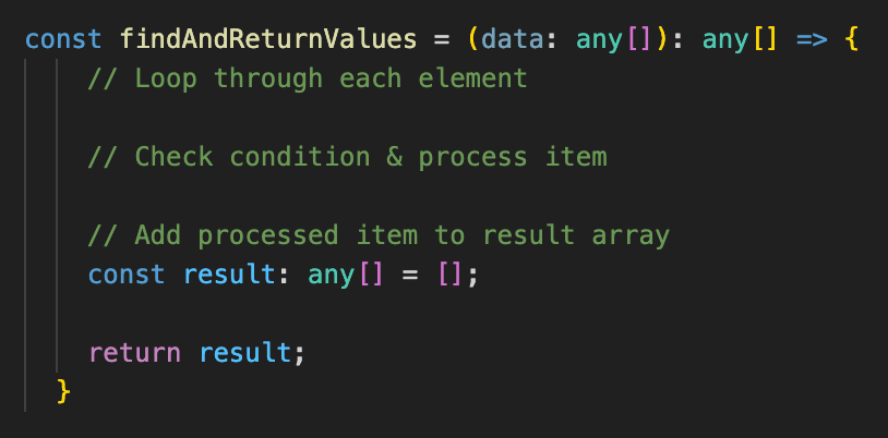 A generic function with code comments as placeholders for unwritten code