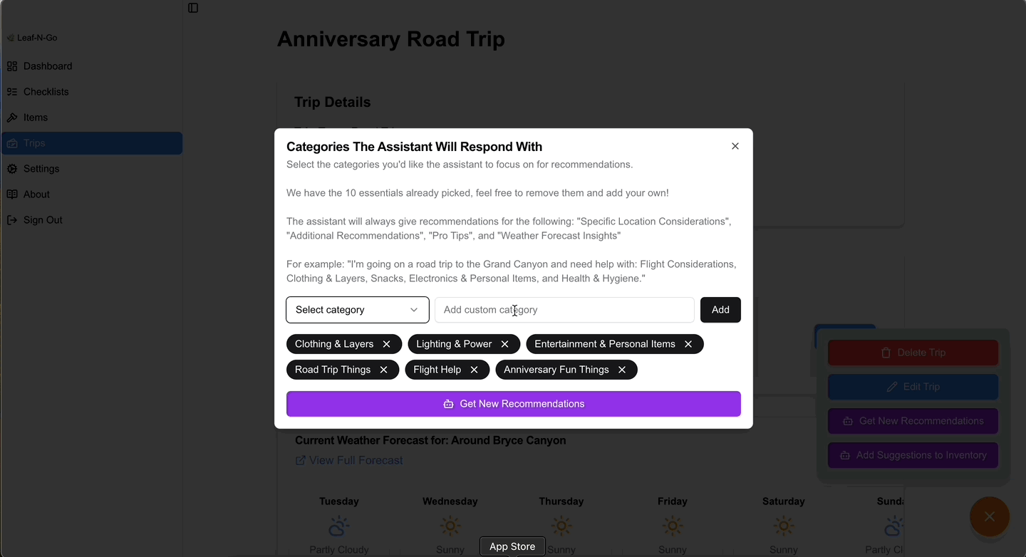 GIF Showing the AI Recommendations feature.